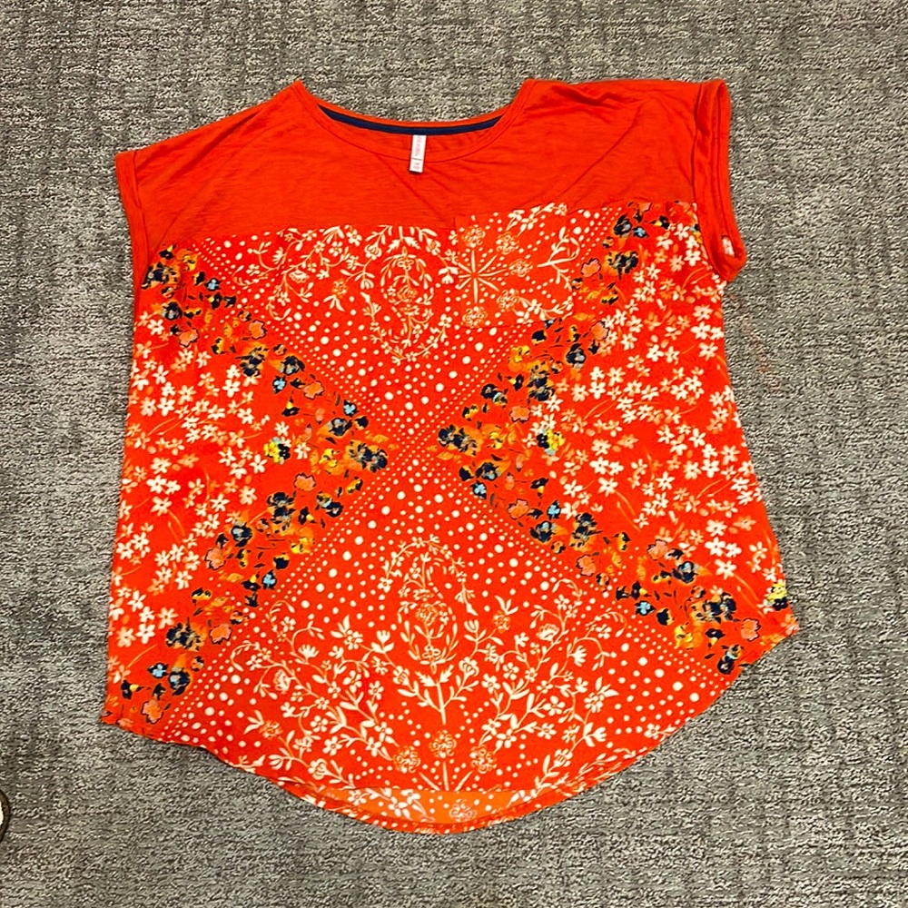 Xhilaration Orange Floral Top Size 1X